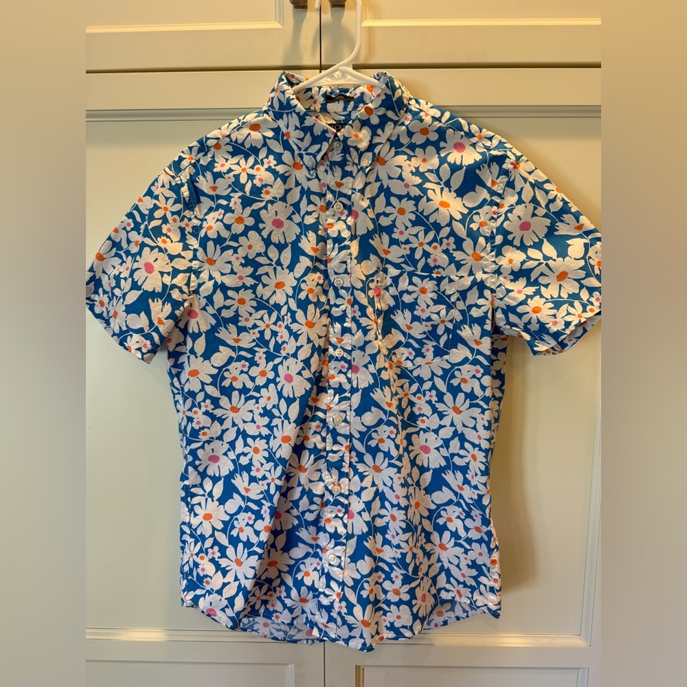 J. Crew Blue and White Floral Shirt